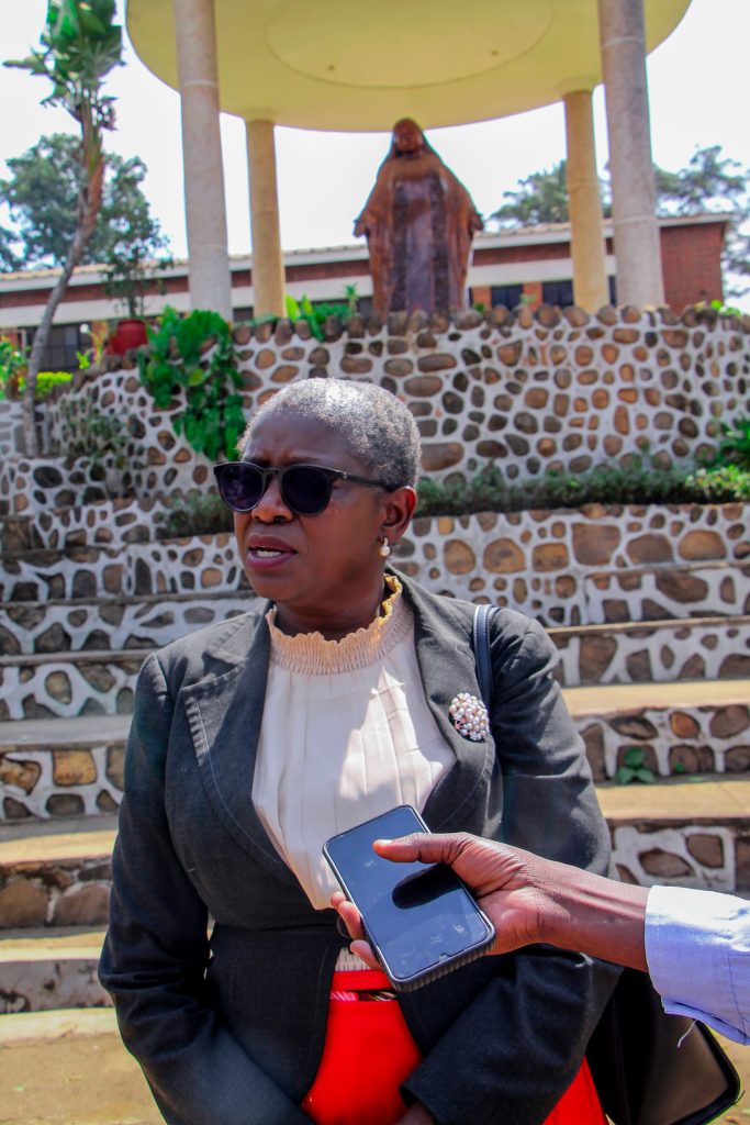 Mrs. Chirwa talks to the press